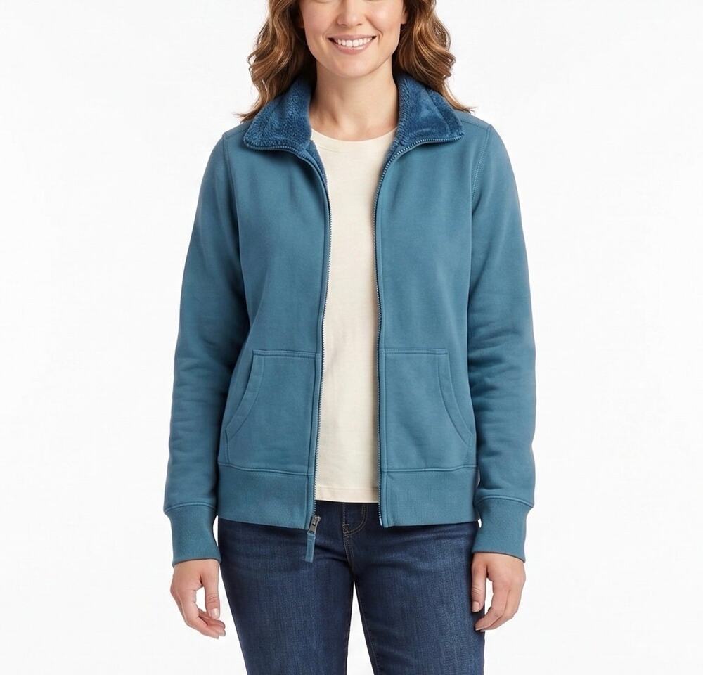 L.L. Bean Fleece Zip Jacket Women's Large Blue Cottagecore Cabincore Cozy